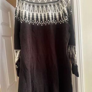 Lane Bryant Black and Cream Long Sleeve Dress